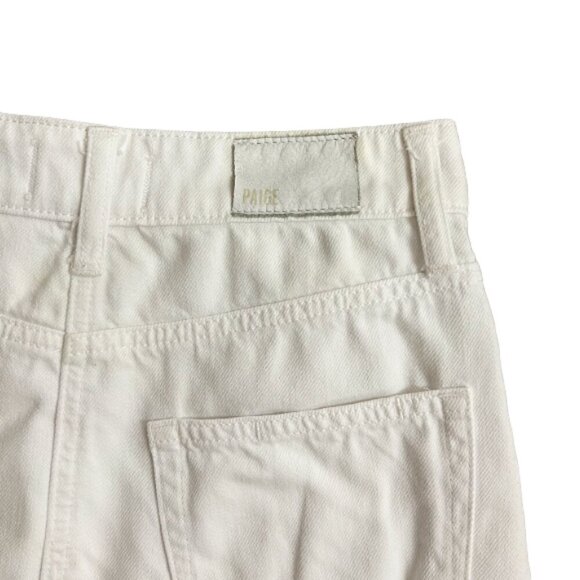 Paige Aideen White Denim Raw Hem Mini Skirt Distressed Size 24 Excellent - Picture 6 of 11